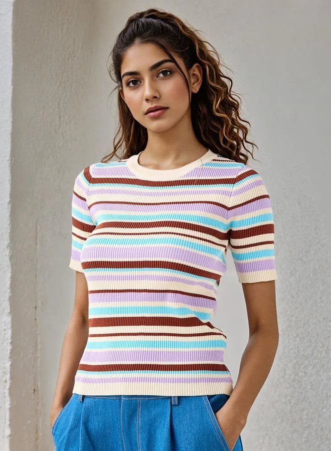 تواكستريمز تيشيرت مخطط بياقة دائرية من تو إكستريمز